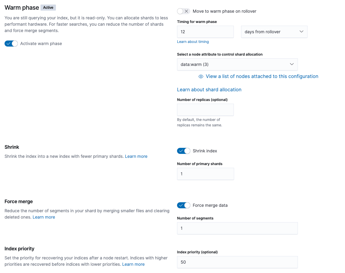 Configure your ILM warm phase