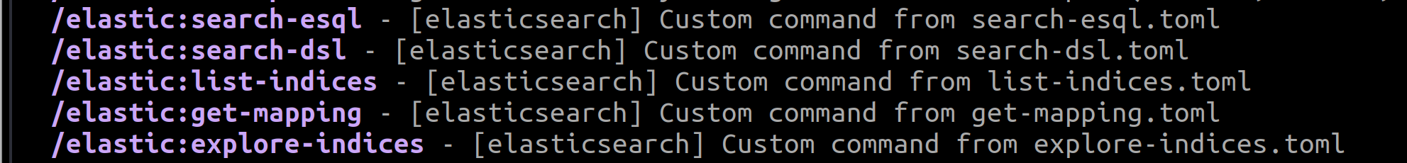 可用的 `/elastic` 命令。
