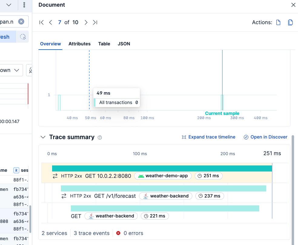 Discover span dialog