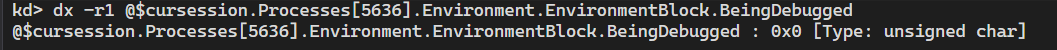 Verifying Notepad.exe BeingDebugged reports unset
