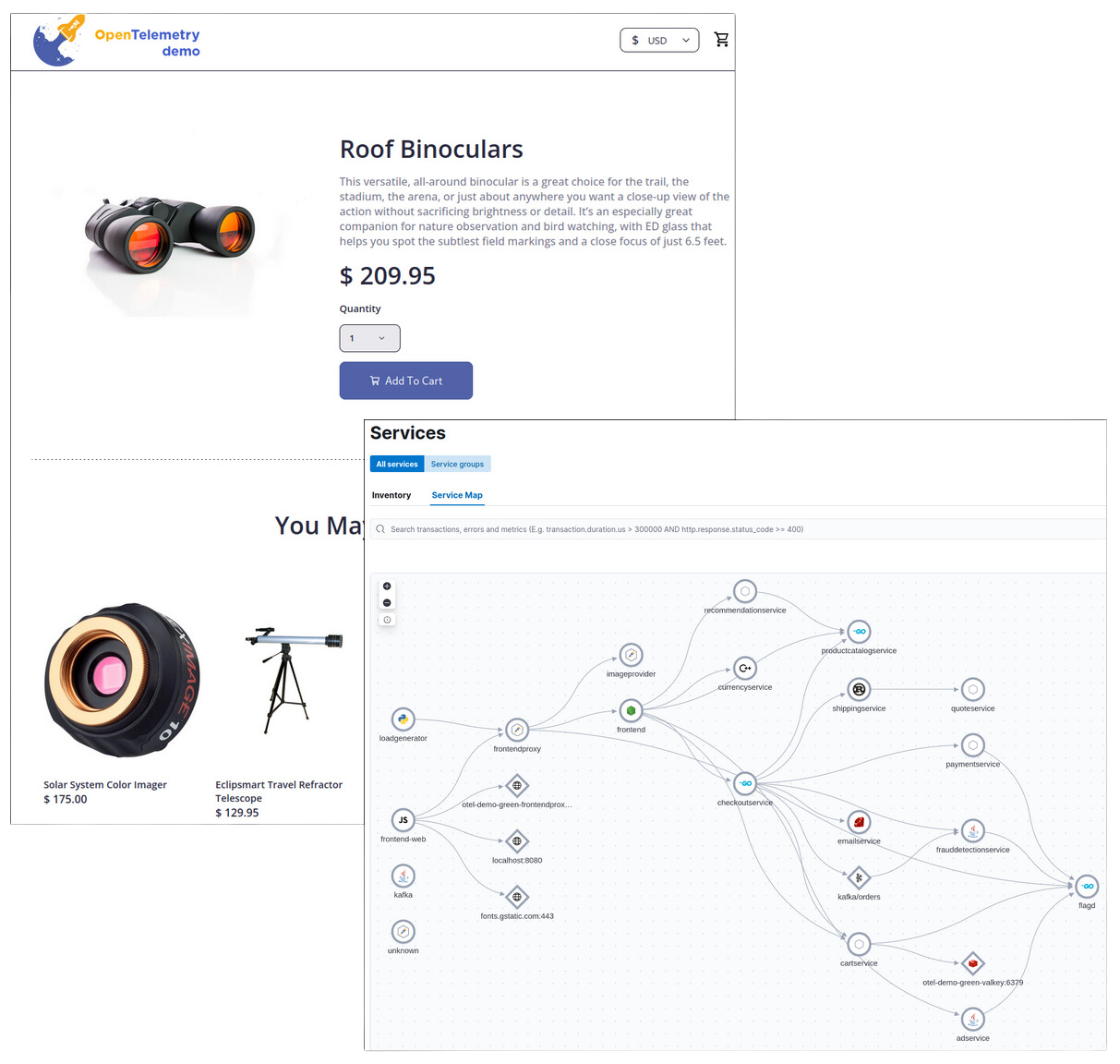 1 - Service Map for the OpenTelemetry Demo Elastic
fork