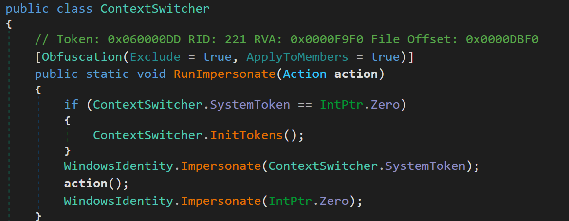 New class for TOKEN impersonation