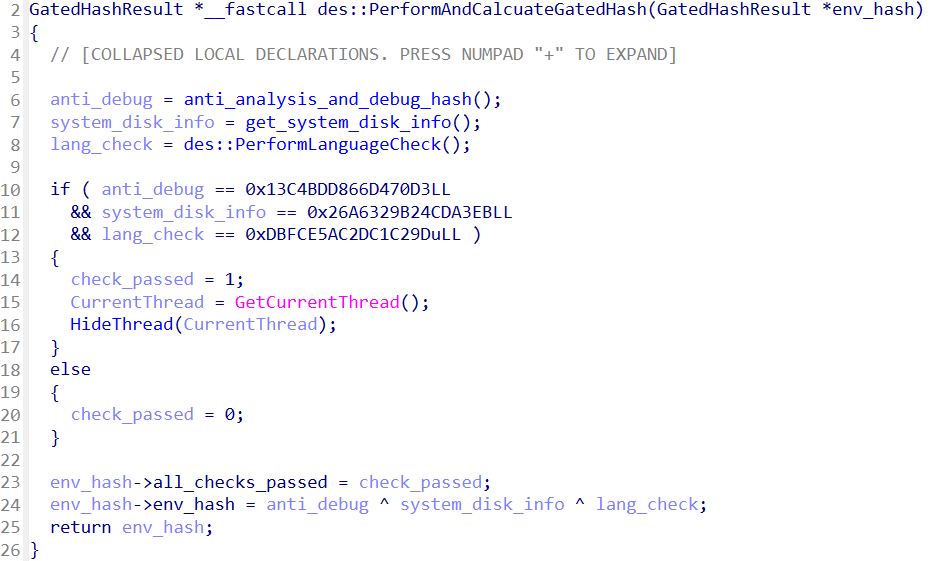 Environmental hashing function