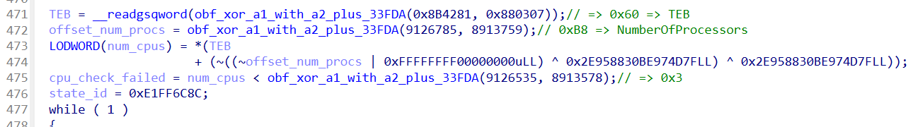 Anti-sandbox check using CPU count