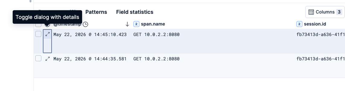 Discover failed span dialog open