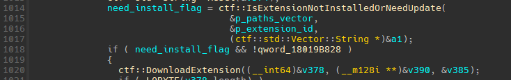 KREMLIN checking whether the malicious browser extension is already installed and comparing versions