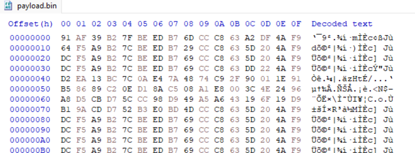 Payload bytes before the XOR