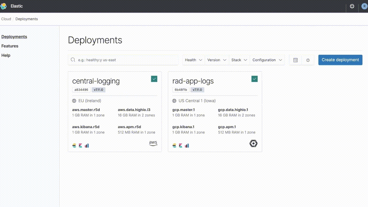 Shows animation of how to apply cross cluster search and replication