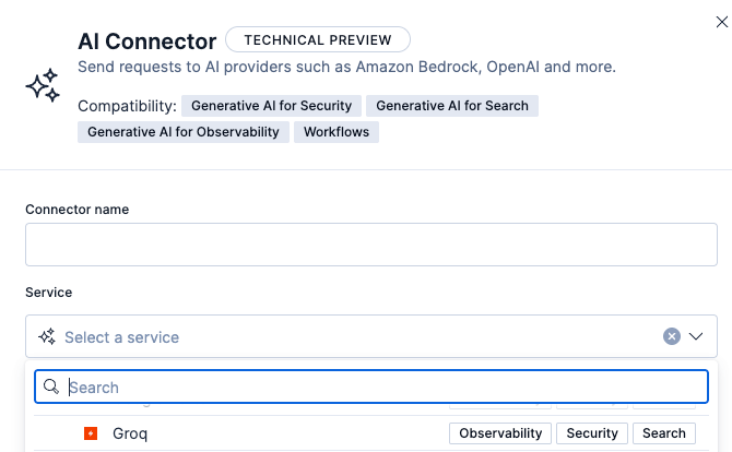 Groq as a service in Elastic AI connector