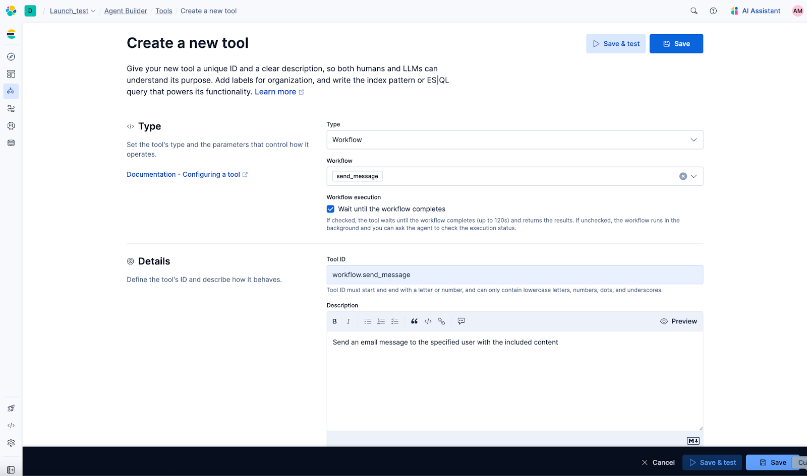 Crea una nueva herramienta en Agent Builder