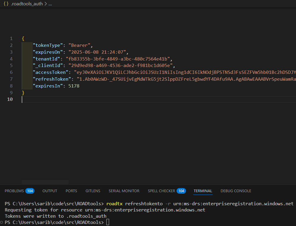 Figure 9: “device” command output from registering a device and receiving a PEM certificate and private key
