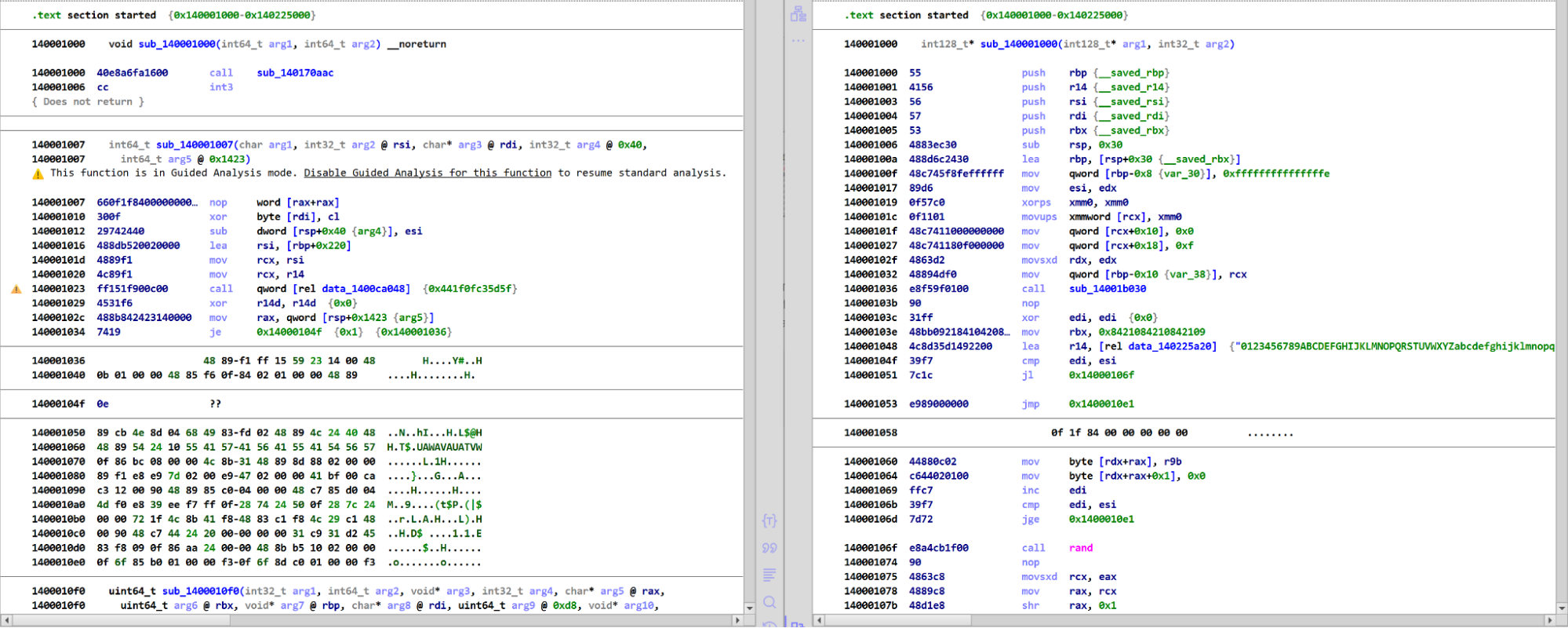 Information stealer .text section before and after the block-shuffle code restoration routine