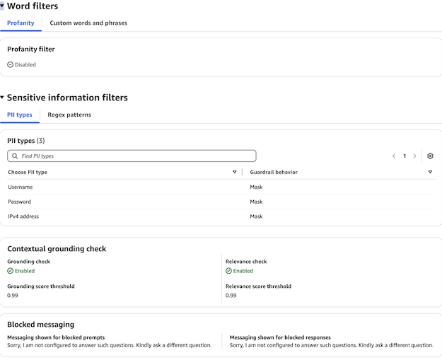 Amazon Bedrock Guardrails Policy Configurations