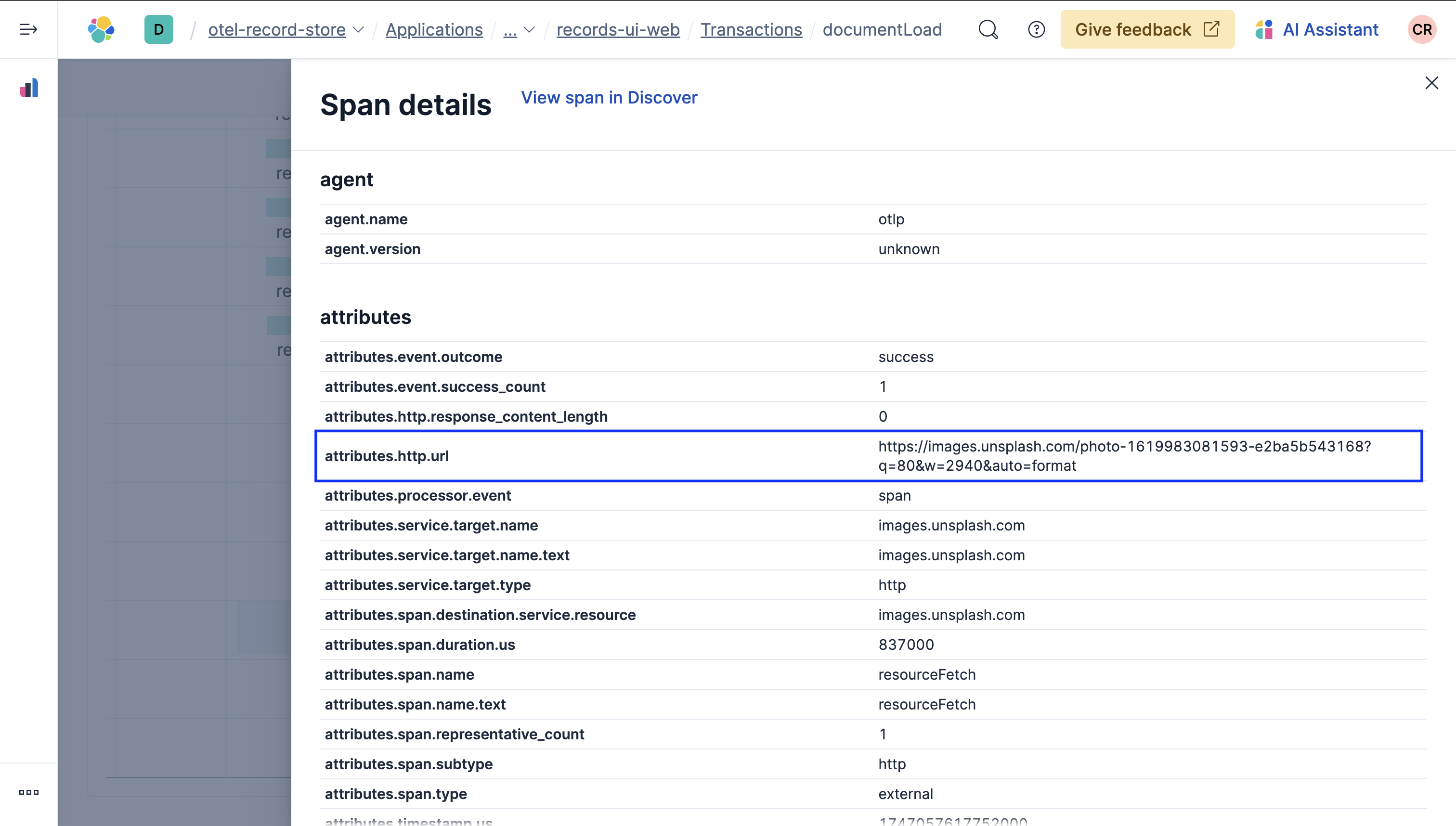 documentLoad Trace Metadata