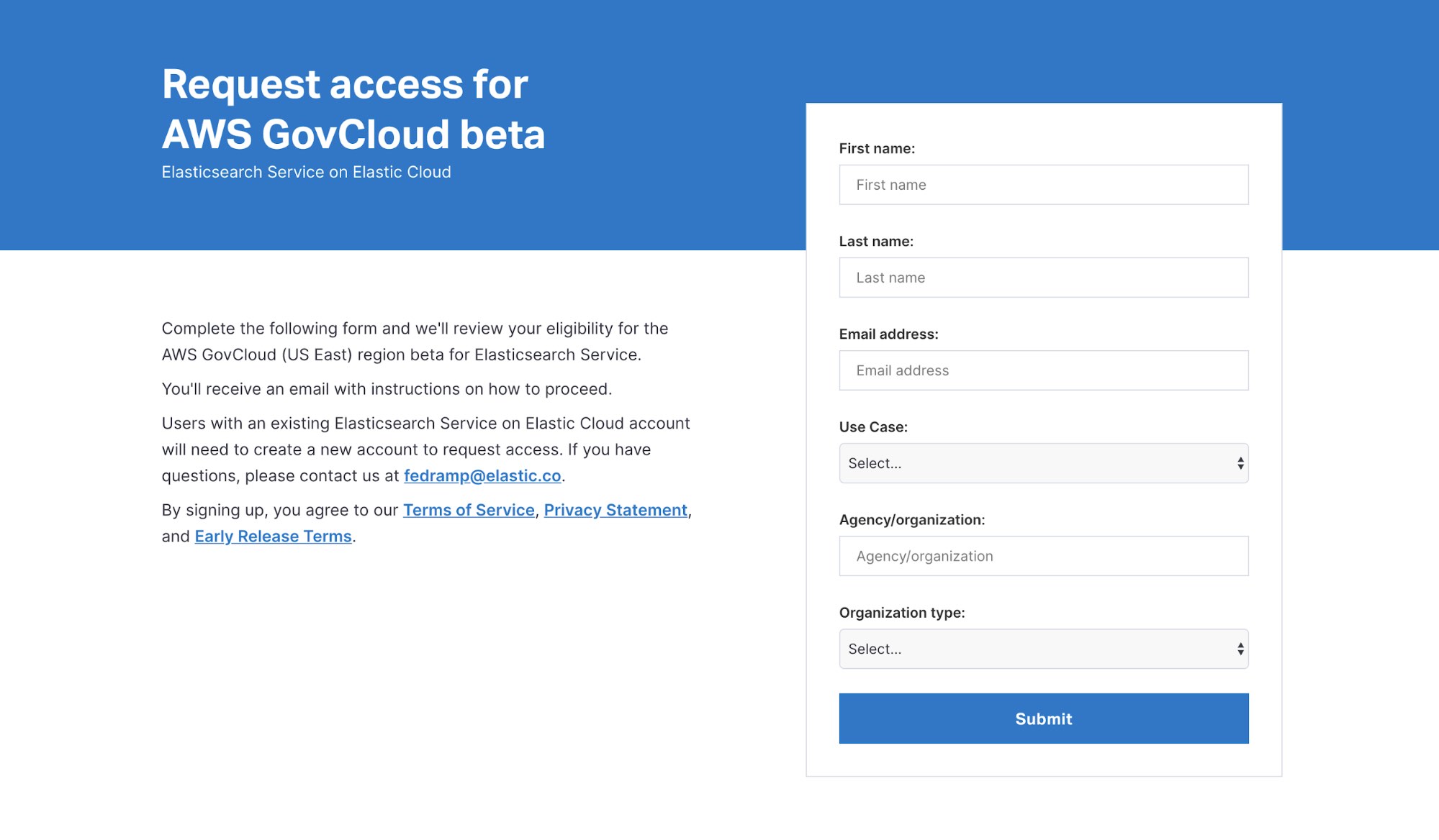 Request access for GovCloud