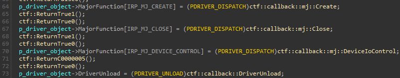 Registering driver major functions callbacks 0x3067
