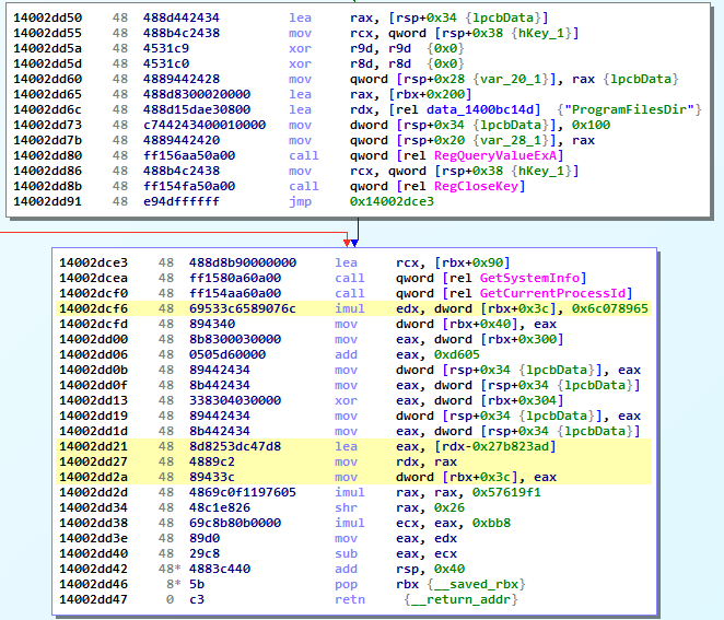 Highlighted instructions related to state transition constant updates in Version 1