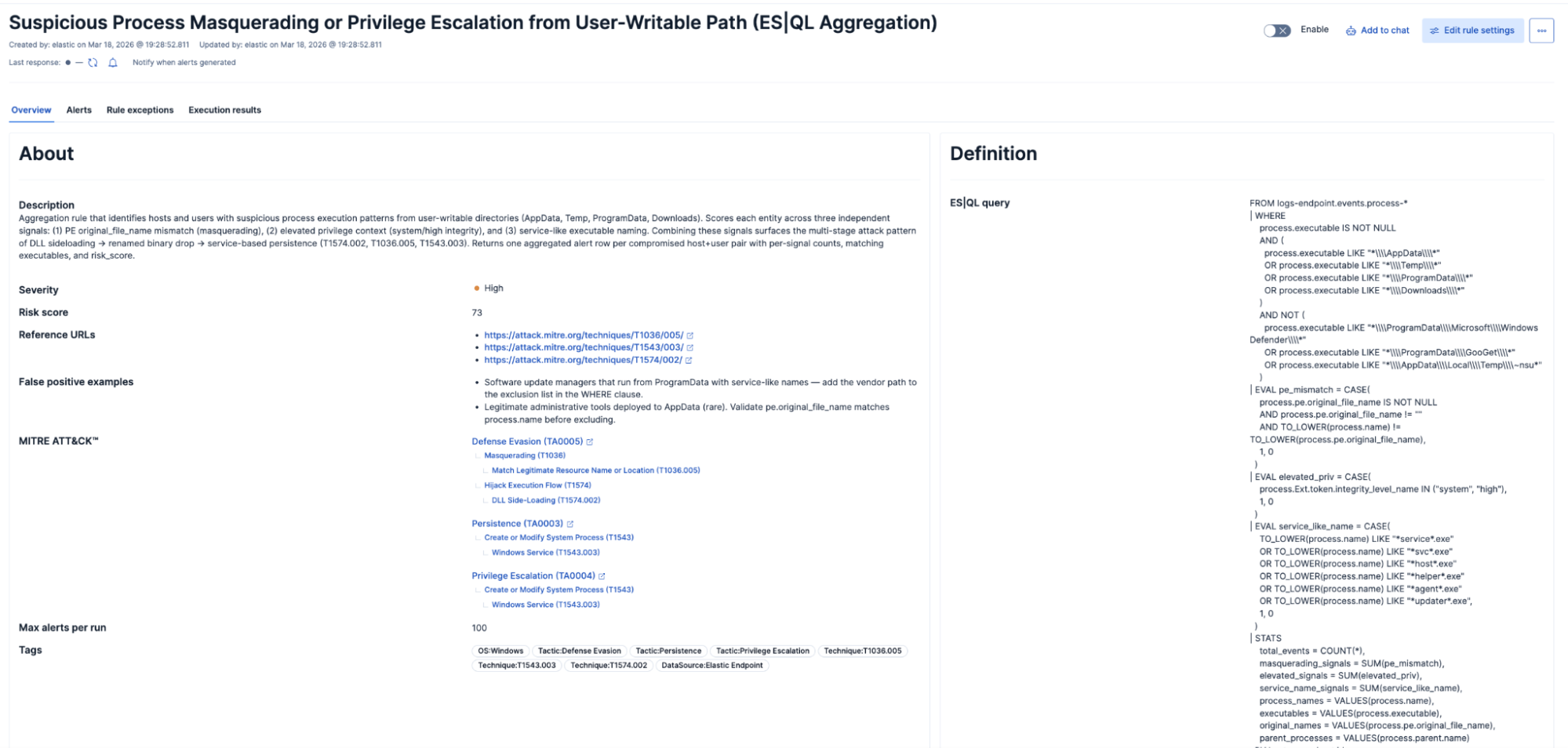 More complex aggregation-based rule appears properly in Elastic Security