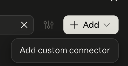 Claude connectors Add menu open, showing Add custom connector as the route to a second Elastic MCP server