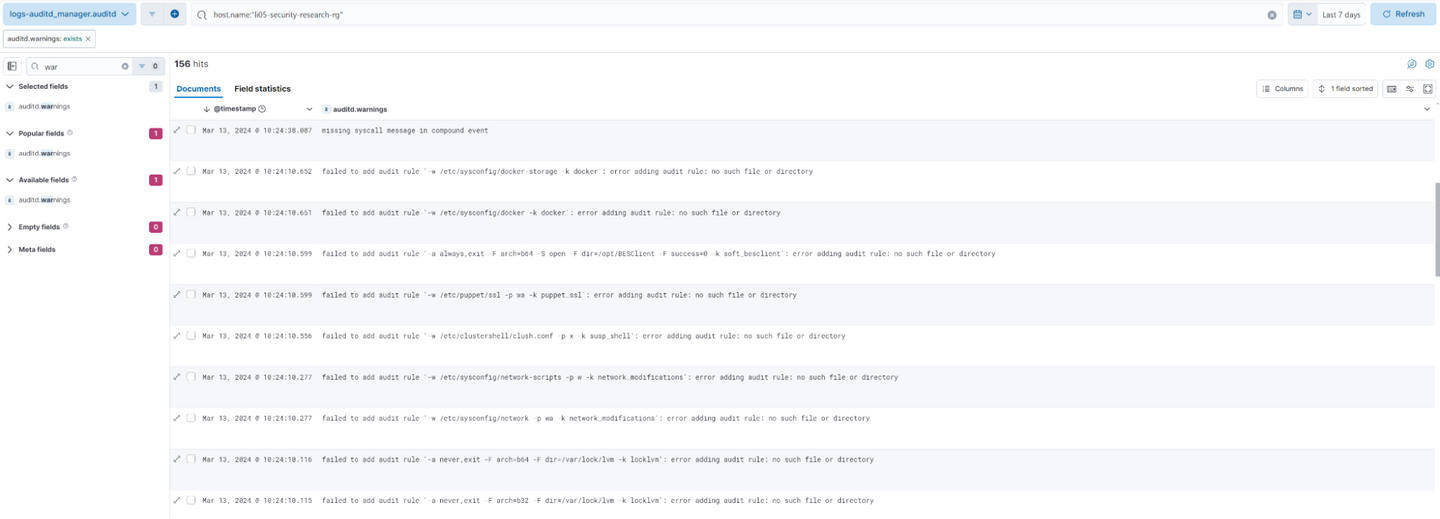 Auditd warnings in Discover