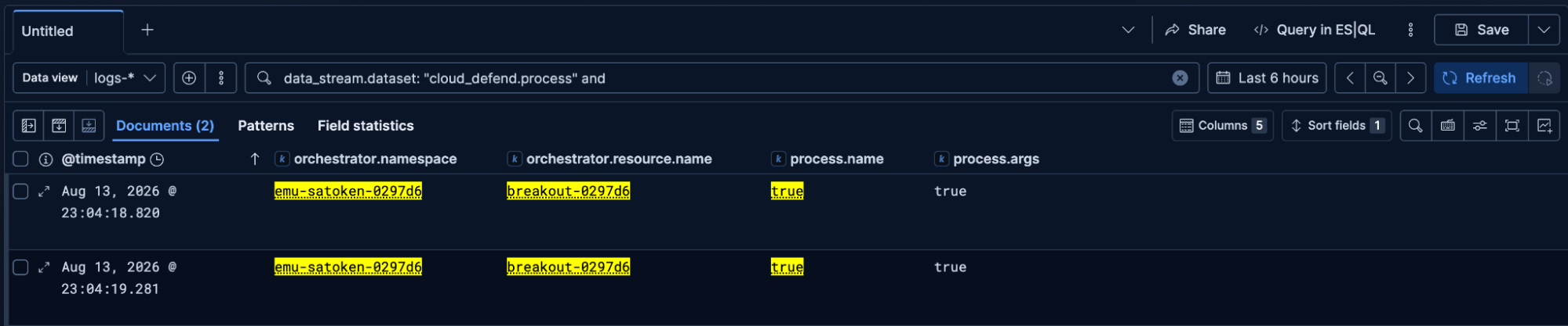 Container runtime process events showing true instead of the nsenter and chroot container escape wrappers