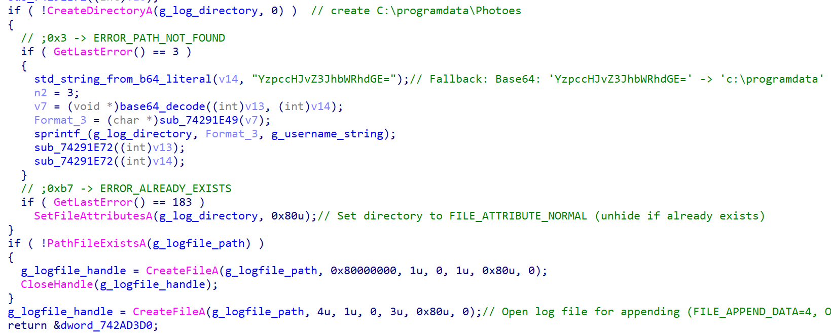 Log file creation