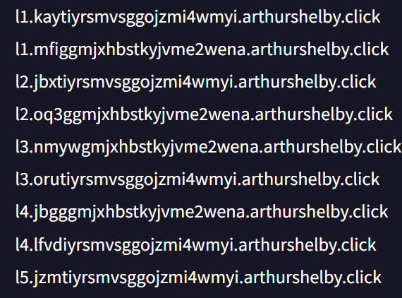 Subdomains contacted to retrieve the bytes used to generate the AES key