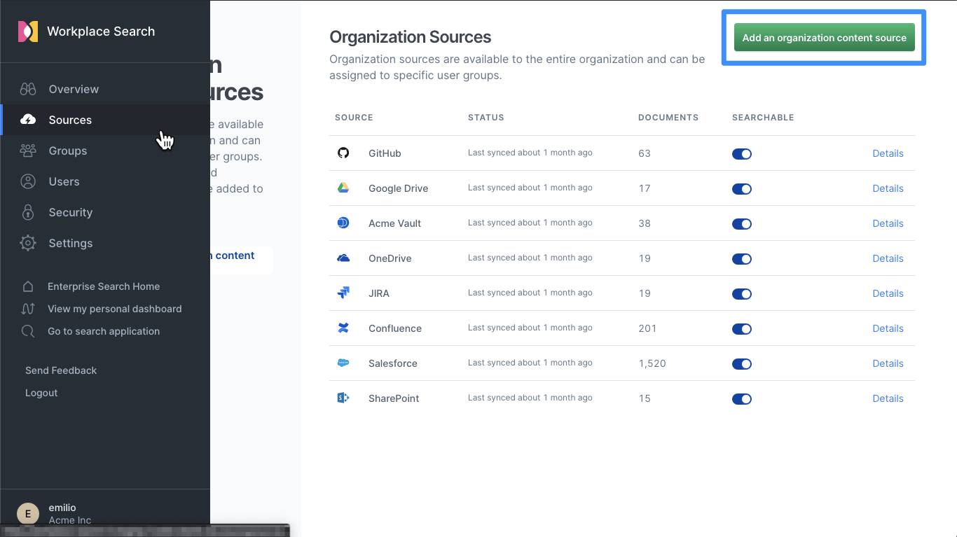 Add an organization content source