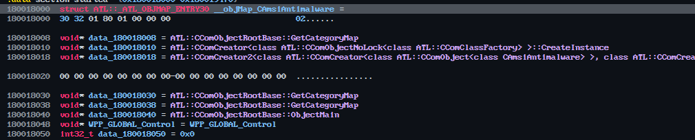 AmsiAntimalware ATL Object Map entry in amsi.dll