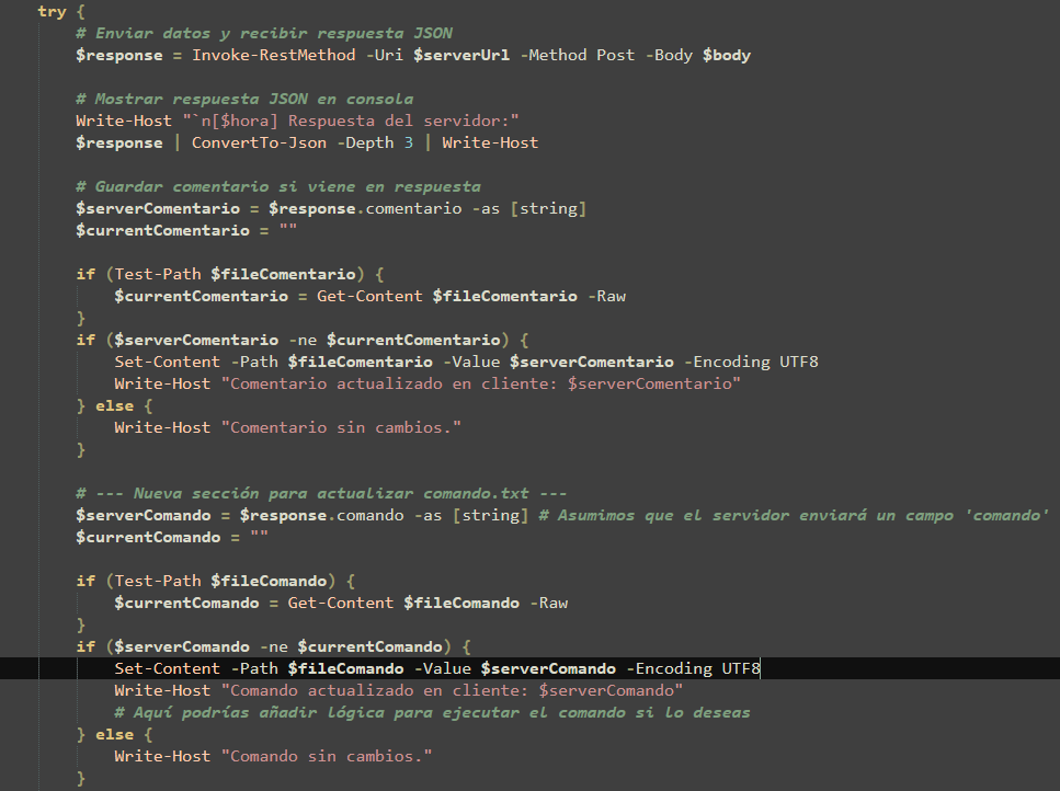 PowerShell code showing SCMBANKER's self-update module downloading a new toolkit ZIP