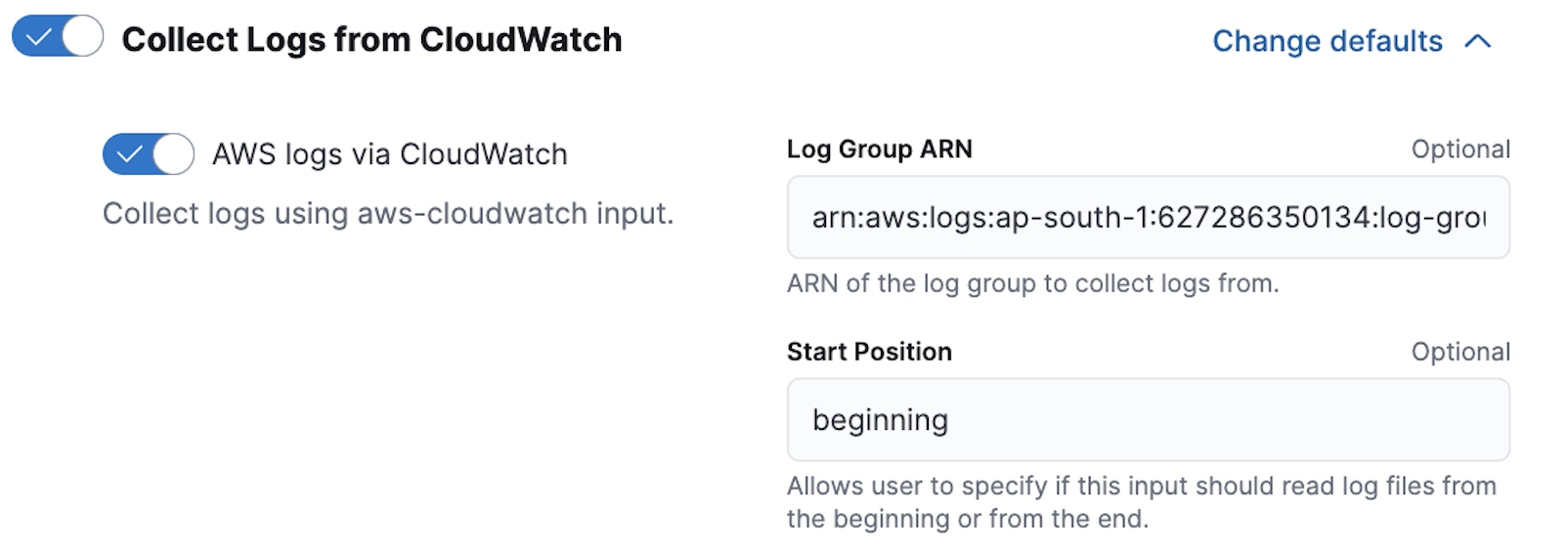 Amazon Bedrock integration logs configuration