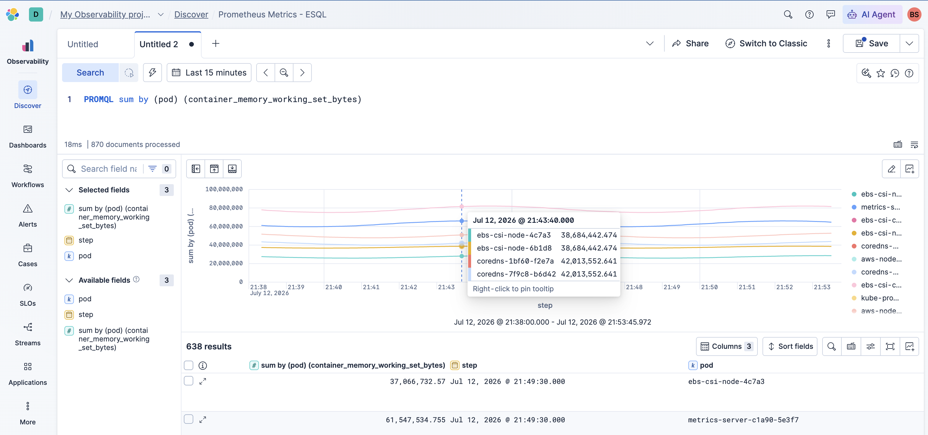 The PromQL memory working set query