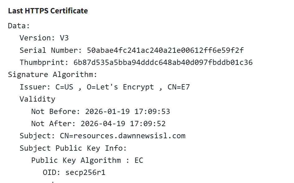 Let's Encrypt SSL certificate used by the C2 server