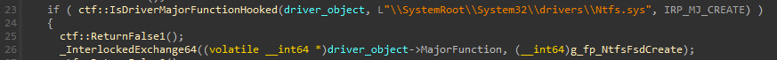 Restoring major function if hooked 0x43AD