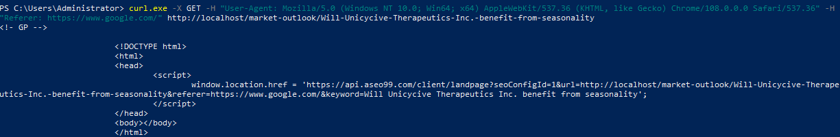 Fallback request for the page to redirect to