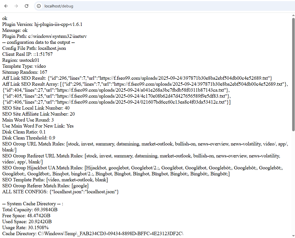 /debug content