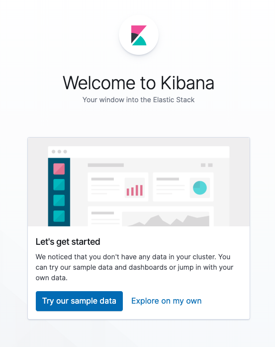“Welcome to Kibana”（欢迎使用 Kibana）屏幕