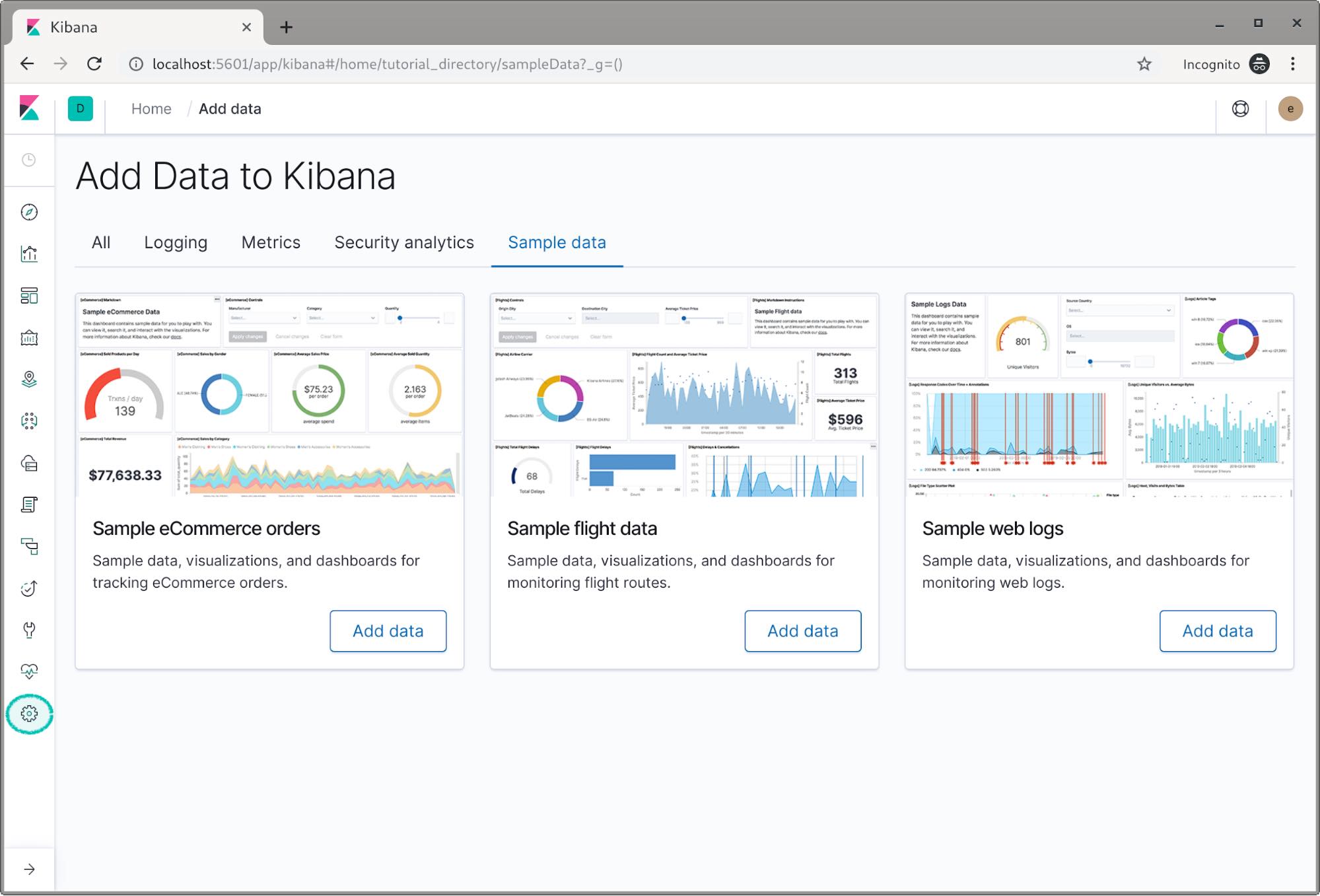  Kibana 내에서 관리로 이동