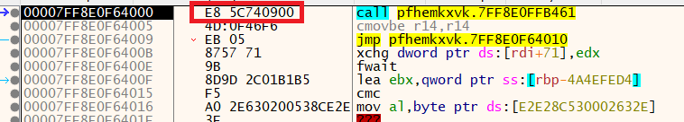 Shellcode copied from .reloc section