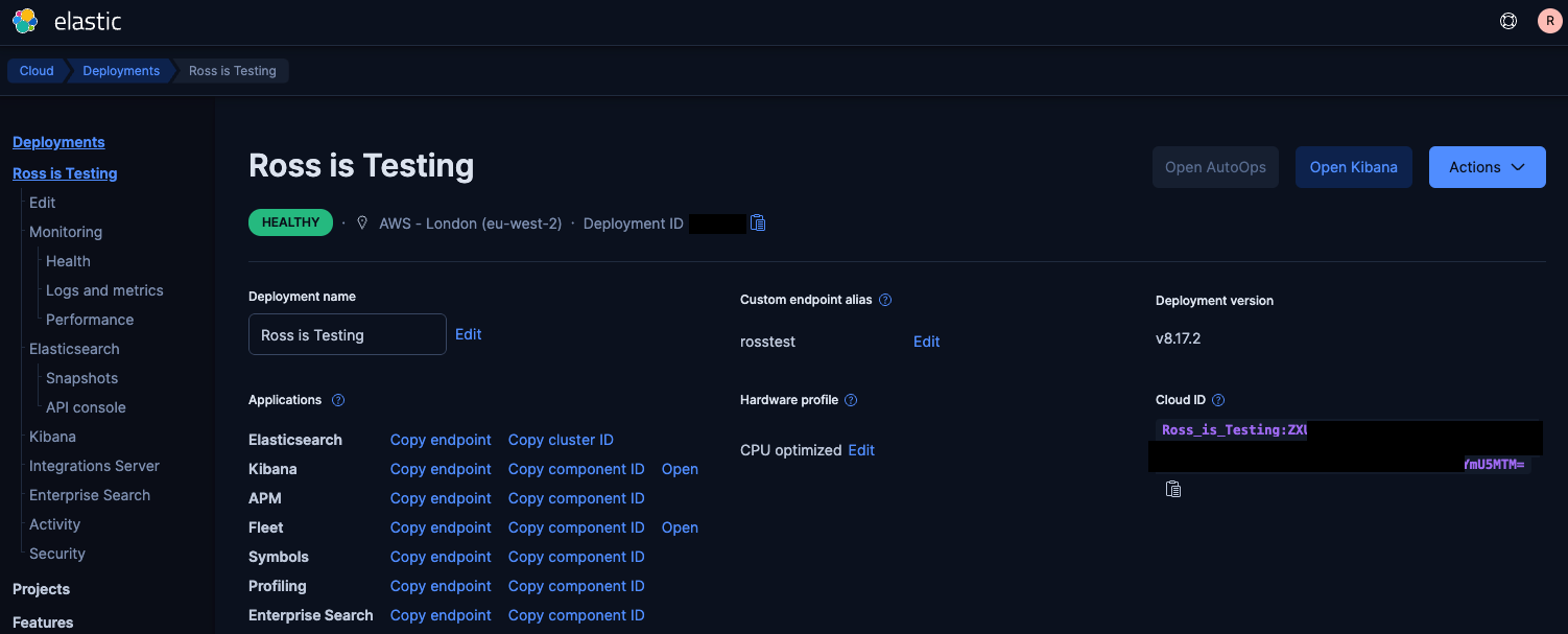 Deployment overview screen