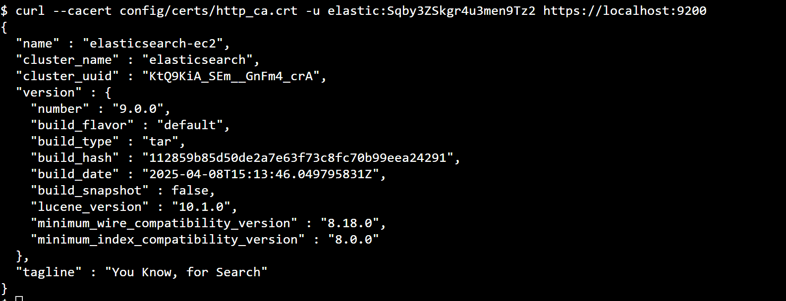 Replacing the $ELASTIC_PASSWORD.