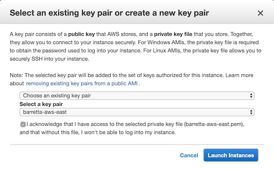 Select an existing key pair