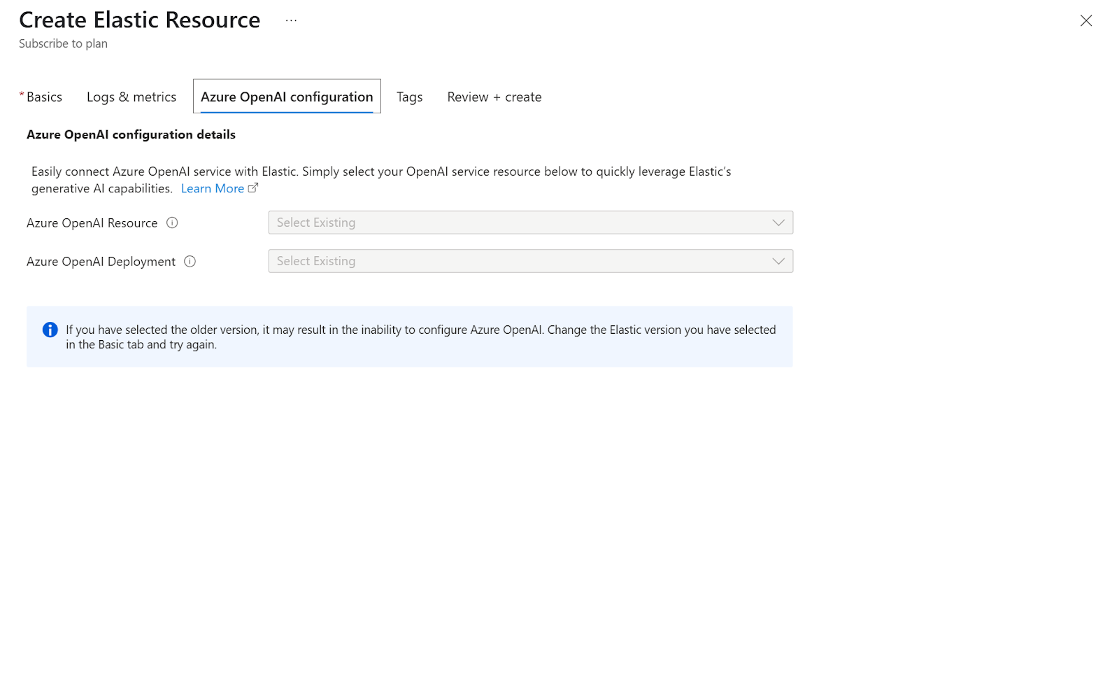 How to configure OpenAI details in an Elastic Resource.