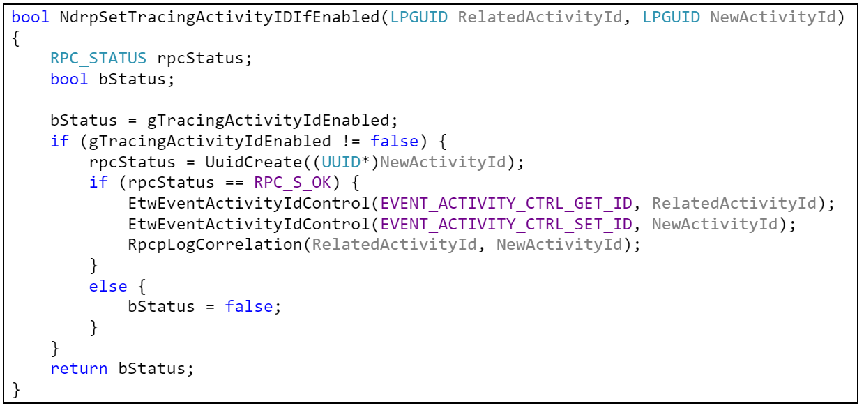 Ghidra decompilation for RPC ActivityId creation
